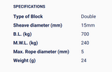 Series 15 Double Block with Becket and Loop Top