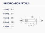 Toggle Pin 12.7mm Long6.4mm Diameter